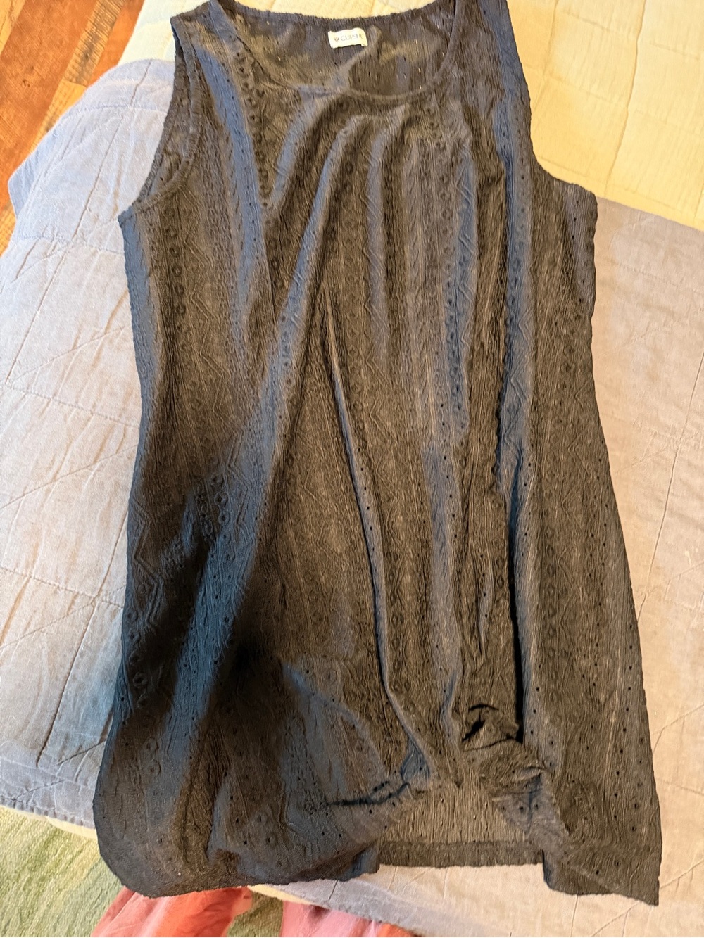 Black Sleeveless Eyelet Swimsuit cover up